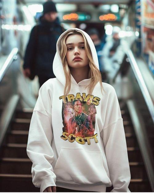 Travis Scott Rapper Baskılı Unisex Oversize Hoodie