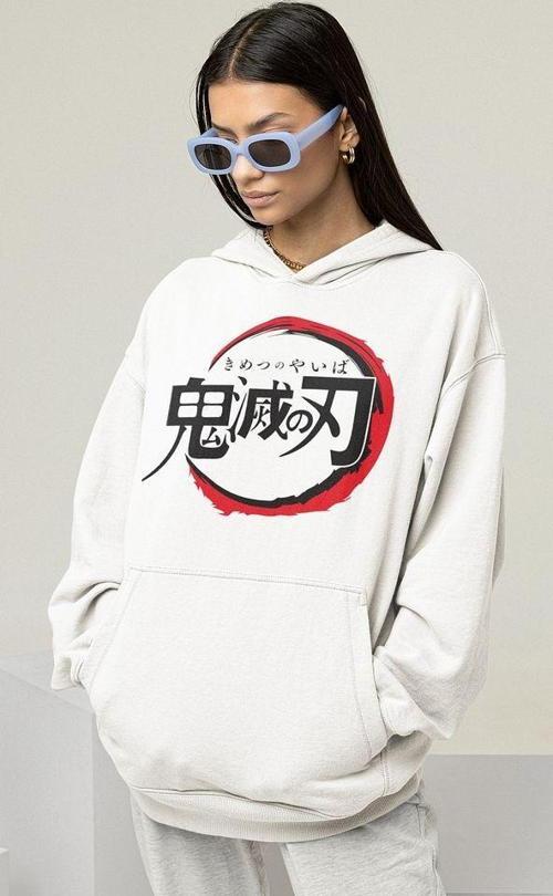 Anime Logo Baskılı Unisex Oversize Hoodie
