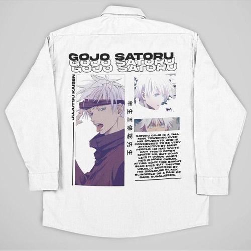 Jujutsu Kaisen Gojo Satoru Baskılı Unisex Anime Cepli Gömlek