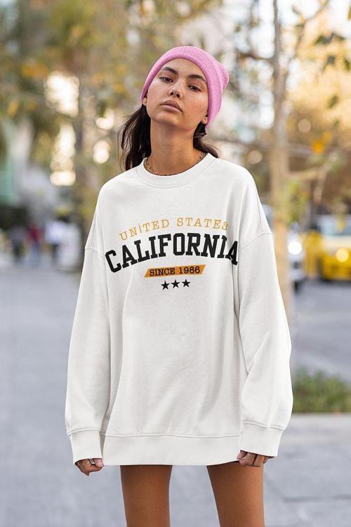 United States California Since 1986 Yazılı Unisex Oversize Sweatshirt