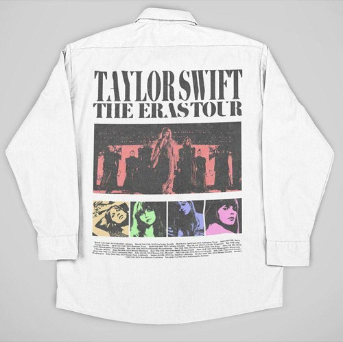 Taylor Swift The Eras Tour Baskılı Unisex Şarkıcı Cepli Gömlek
