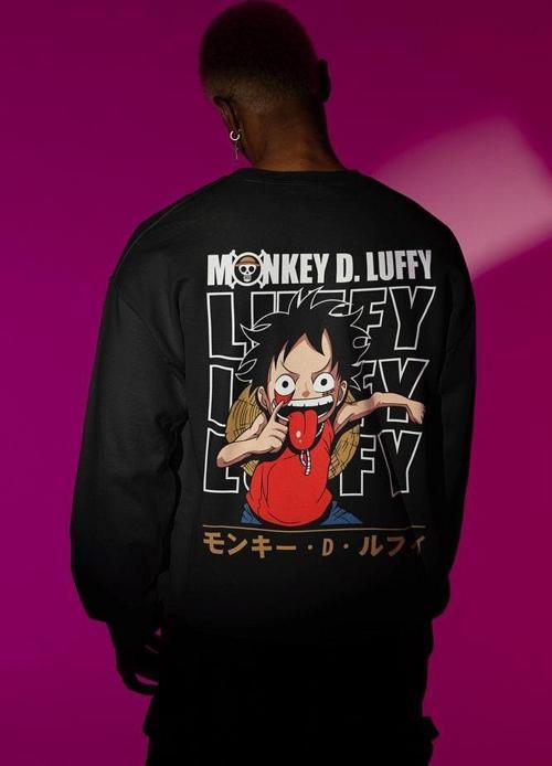 Monkey D. Luffy Baskılı Unisex Oversize Anime Karakter Dizi Sweatshirt
