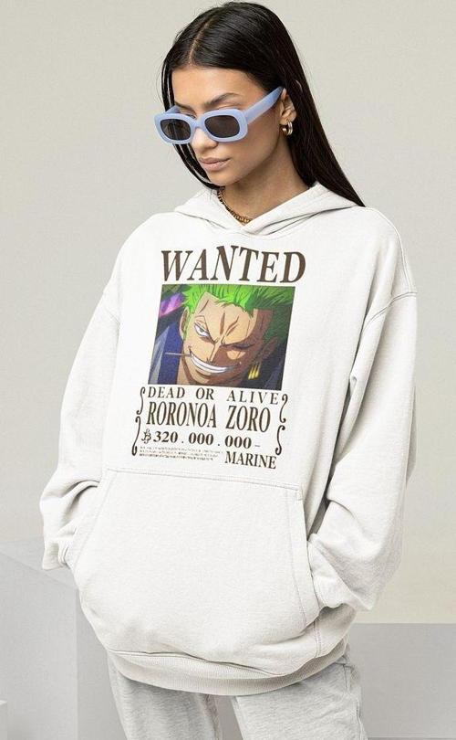 Wanted Roronoa Zoro Baskılı Unisex Oversize Anime Hoodie