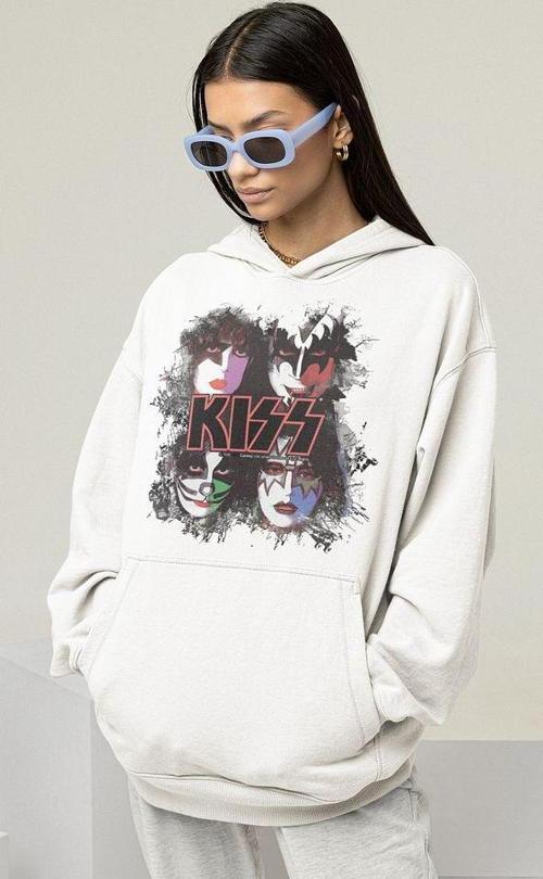Kiss Müzik Grubu Baskılı Unisex Oversize Rock Metal Hoodie