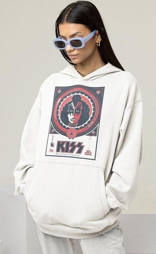 Kiss Rock Metal Müzik Grubu Baskılı Unisex Oversize Hoodie
