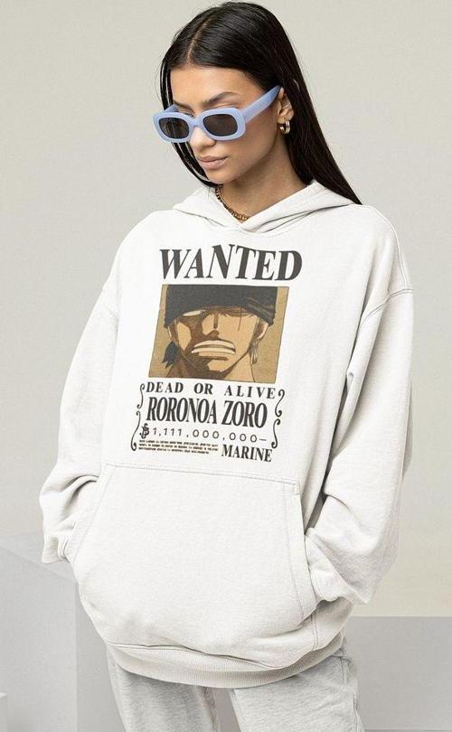 Wanted Roronoa Zoro Baskılı Unisex Oversize Anime Hoodie