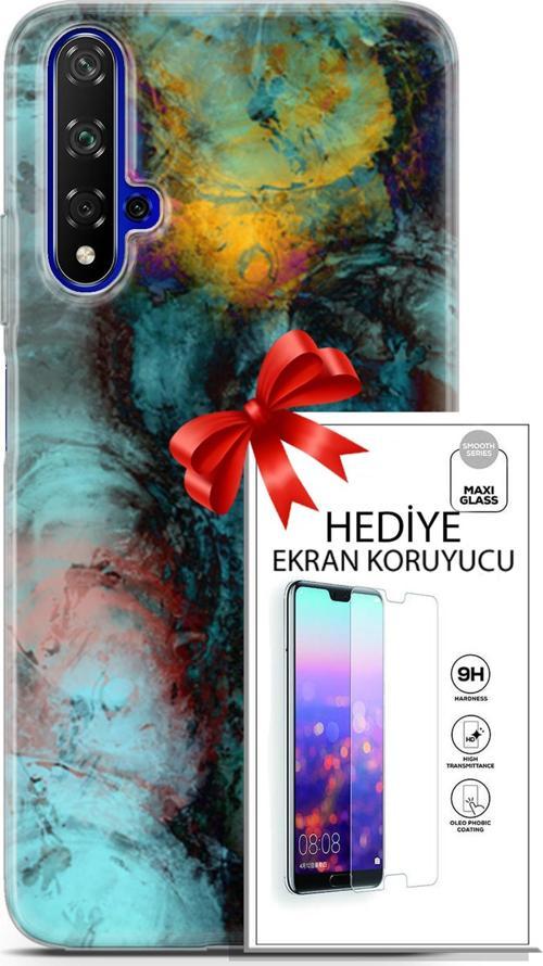 Huawei Nova 5T Kılıf Orijinal Seri Nature 14 Dalgalar Cover Kılıf + Ön Ekran Koruyucu