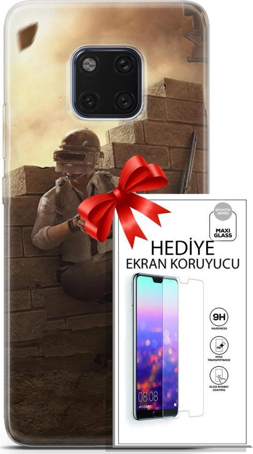 Huawei Mate 20 Pro Kılıf Orijinal Seri Pubg 04 Oyun Karakterleri Silikon Kılıf + Ekran Koruyucu Full