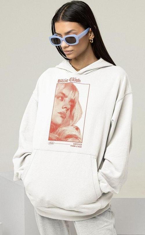Billie Eilish Baskılı Unisex Oversize Şarkıcı Hoodie