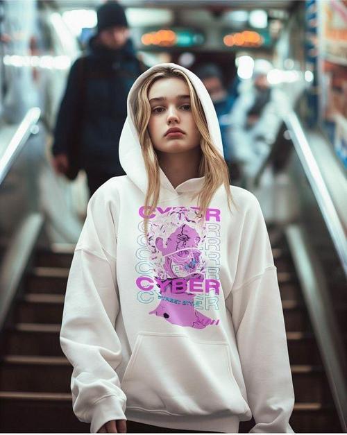 Cyber Street Style Baskılı Unisex Oversize Hoodie