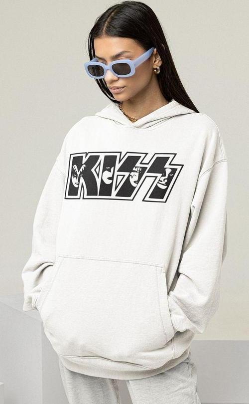 Kiss Yazılı Unisex Oversize Müzik Grubu Hoodie