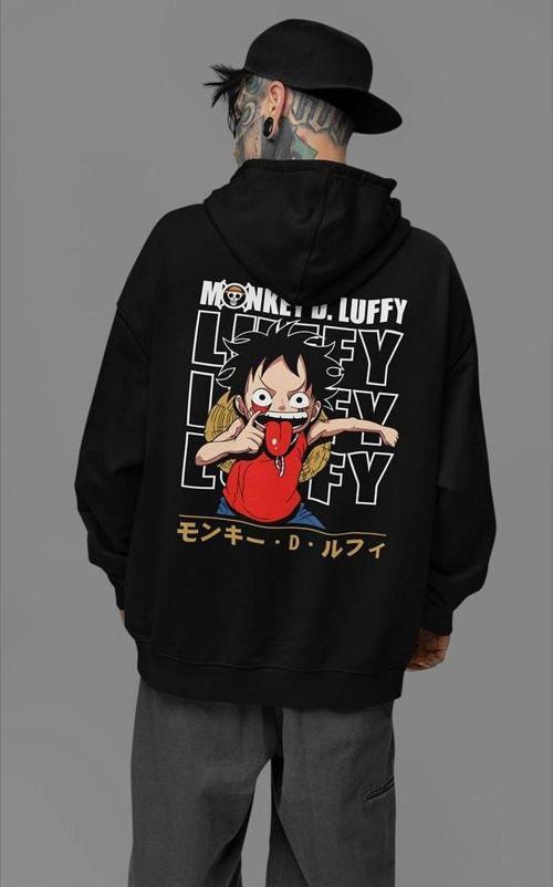 Monkey D. Luffy Baskılı Unisex Oversize Anime Karakter Hoodie