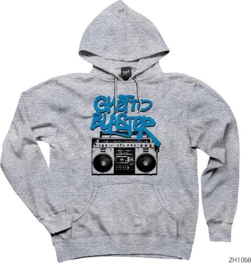 Ghetto Blaster Gri Kapşonlu Sweatshirt Hoodie