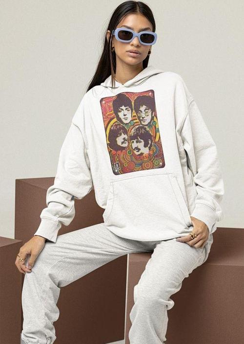 The Beatles Müzik Grubu Baskılı Unisex Hoodie, Oversize Sweatshirt