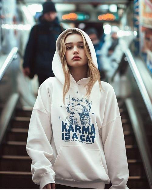 Karma Is A Cat Yazılı Unisex Oversize Taylor Swift Hoodie