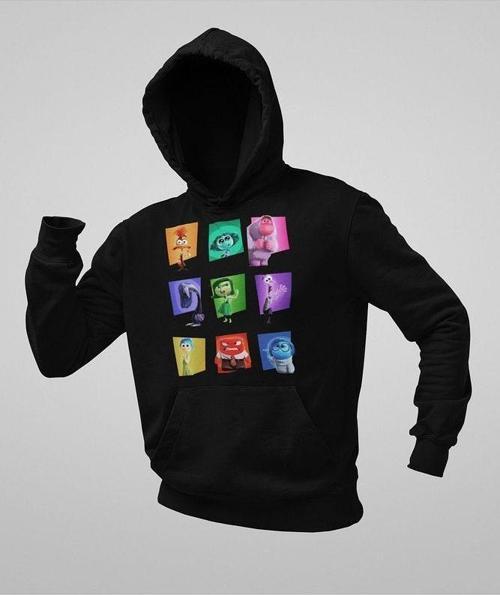 Çizgi Film Insiide Out Baskılı Unisex Oversize Ters Yüz Hoodie