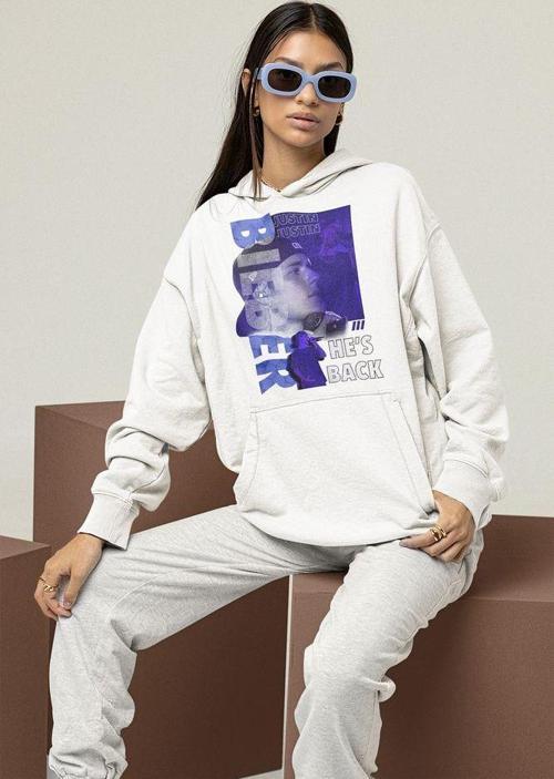 Justin Bieber He Is Back Yazılı Unisex Oversize Hoodie