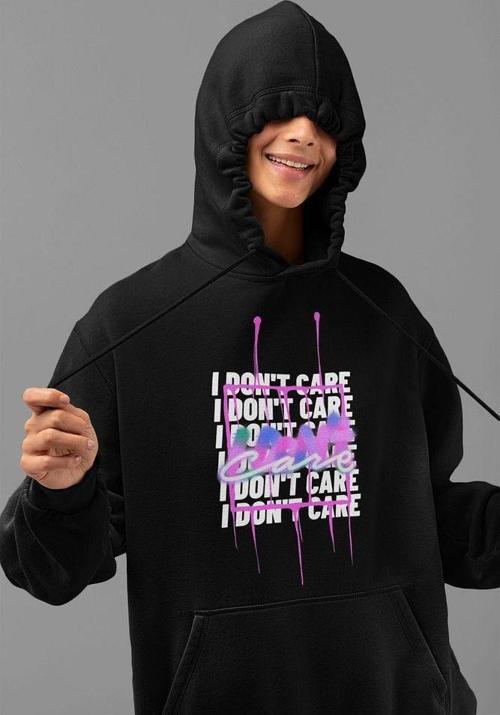 I Dont Care Yazılı Unisex Oversize Tasarım Hoodie