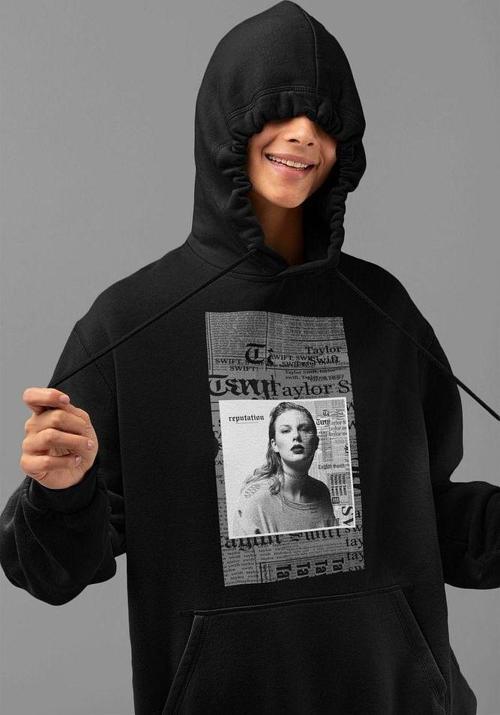 Şarkıcı Taylor Swift Baskılı Unisex Hoodie, Oversize Reputation Sweatshirt