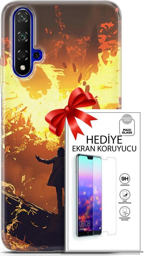 Huawei Nova 5T Kılıf Orijinal Seri Neo 13 Mor Panter Fortnite Case Kapak Ekran Koruyucu