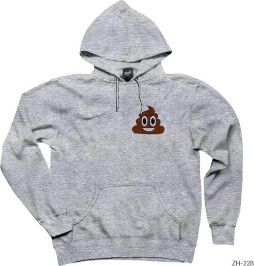 Gülen Bok Emoji Gri Kapşonlu Sweatshirt Hoodie