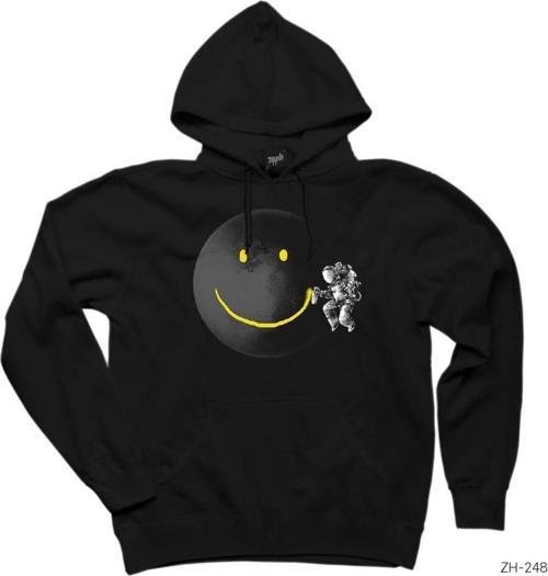 Aydaki Yüz Siyah Kapşonlu Sweatshirt Hoodie