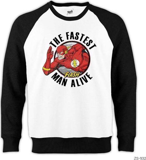 The Flash Fastest Man Alive Reglan Kol Beyaz Sweatshirt