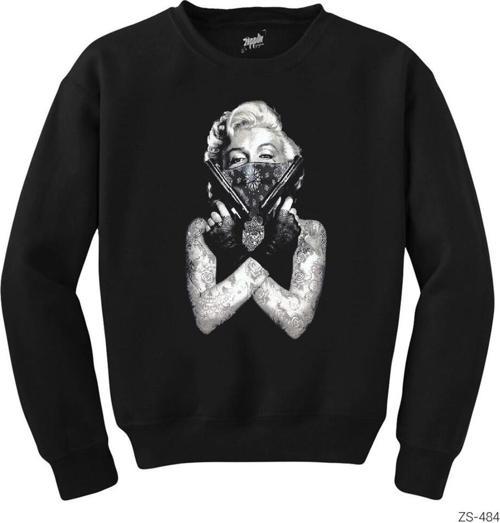 Marilyn Monroe Gangsta Siyah Sweatshirt
