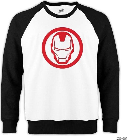 Iron Man Invincible Logo Reglan Kol Beyaz Sweatshirt