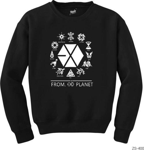 From Exo Planet Siyah Sweatshirt