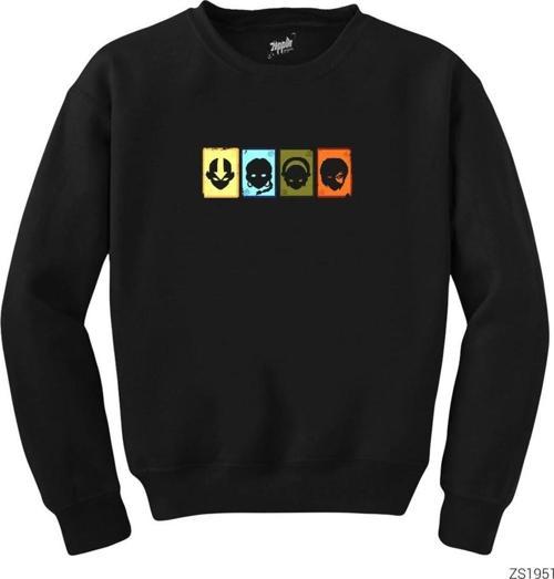 Avatar The Last Airbender Playing Cards Siyah Sweatshirt
