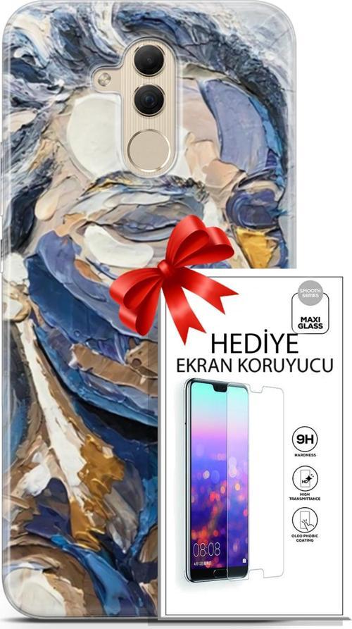 Huawei Mate 20 Lite Kılıf Orijinal Seri Soul 06 Mavi Yüz Koruyucu Kapak Ekran Koruyucu