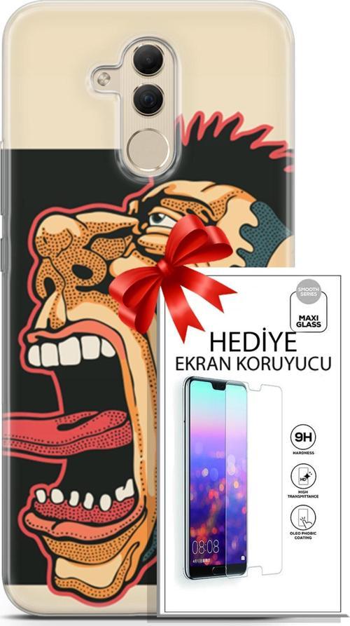 Huawei Mate 20 Lite Kılıf Orijinal Seri Punky 11 Maymun 4K Baskılı Kılıf + Ekran Koruyucu Full Koruma