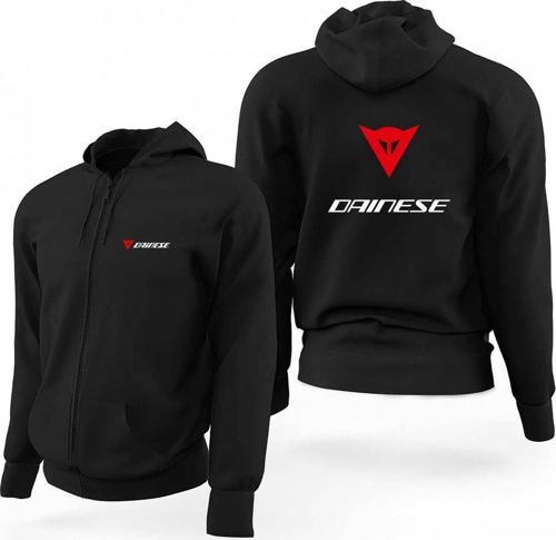 Dainese Motosiklet Siyah Fermuarlı Limited Edition Kapşonlu Sweatshirt