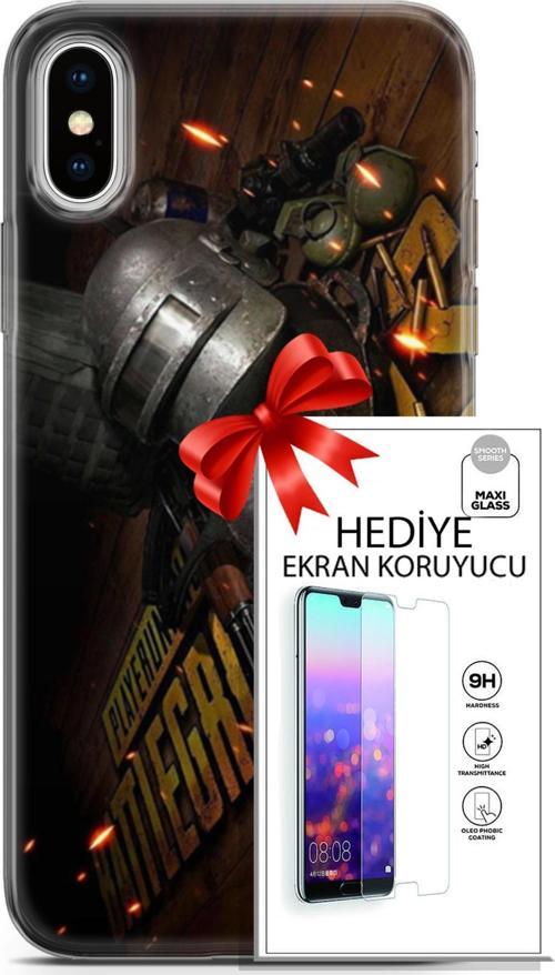 Apple İphone X - Xs Kılıf Orijinal Seri Pubg 18 Tabela Parlak Kılıf + Ekran Koruyucu Full Korumak