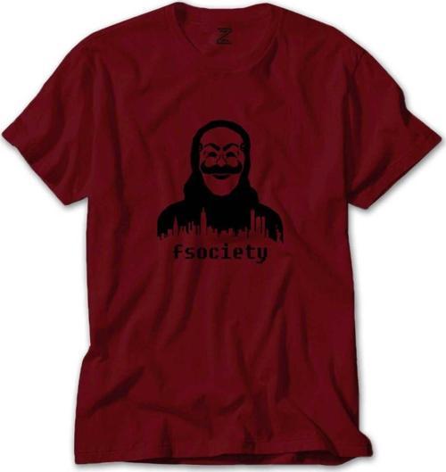 Mr.Robot Fsociety Mask Kırmızı Tişört