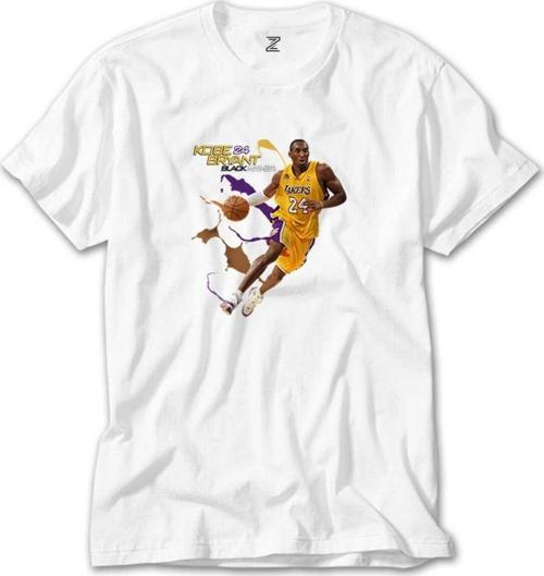 Kobe Bryant 24 Yellow Mamba Beyaz Tişört