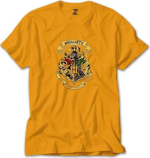 Harry Potter Hogwarts Logo Renkli Tişört Sarı Renkli M Beden