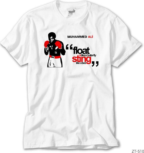 Muhammed Ali Sting Like A Bee 2 Beyaz Tişört 3Xl