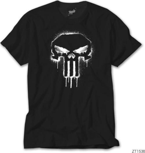 Punisher Spray Paint Siyah Tişört