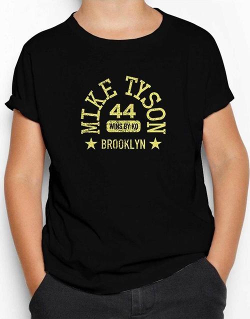 Mike Tyson 44 Wins By Knockout Siyah Çocuk Tişört 13-14 Yaş