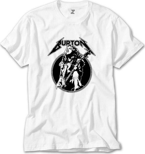Metallica Cliff Burton Guitar Beyaz Tişört