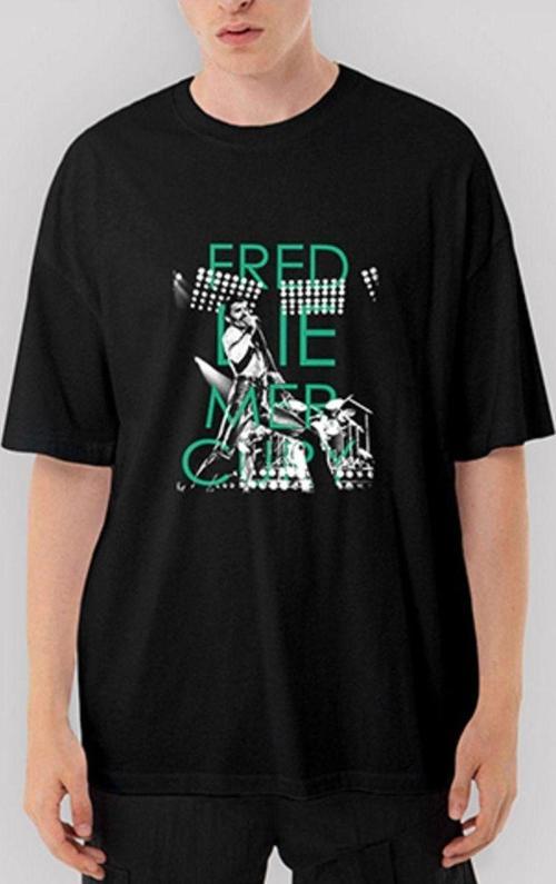 Freddie Mercury Oversize Siyah Tişört Xl