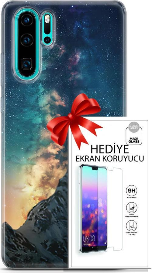 Huawei P30 Pro Kılıf Orijinal Seri Fantasy 19 Mavi Gece Tam Koruma Kılıf + Ekran Koruyucu