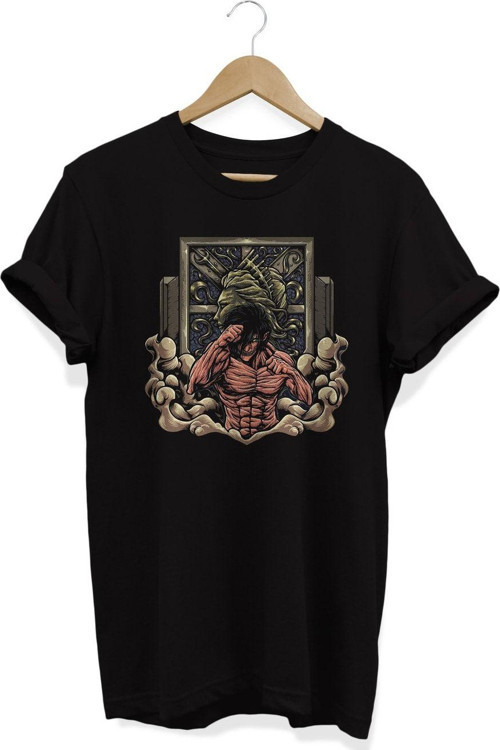 Atack On Titans Anime Eren Jaegar Baskılı Pamuklu T-Shirt