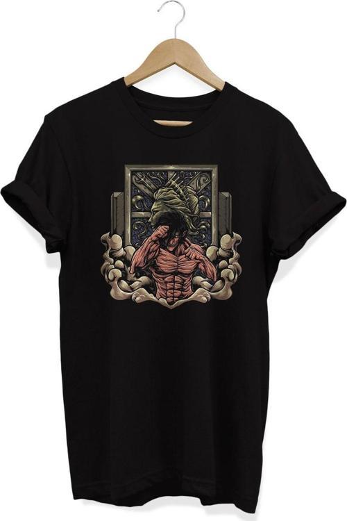 Atack On Titans Anime Eren Jaegar Baskılı Pamuklu T-Shirt