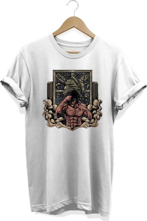 Atack On Titans Anime Eren Jaegar Baskılı Pamuklu T-Shirt