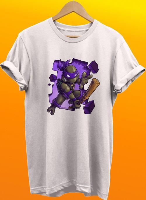 Ninja Kaplumbağalar Donatello Baskılı %100 Pamuk Basic T-Shirt Normal Beden Tişört