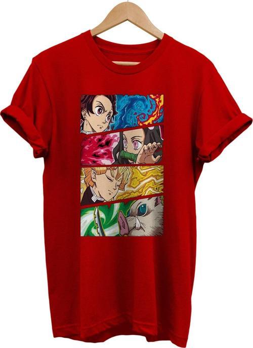 Demon Slayer Kimetsu No Yaiba Baskılı %100 Pamuk Basic T-Shirt Normal Beden Tişört