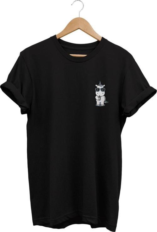 Cep Unicorn Baskılı %100 Pamuk T-Shirt Büyük Beden Tişört